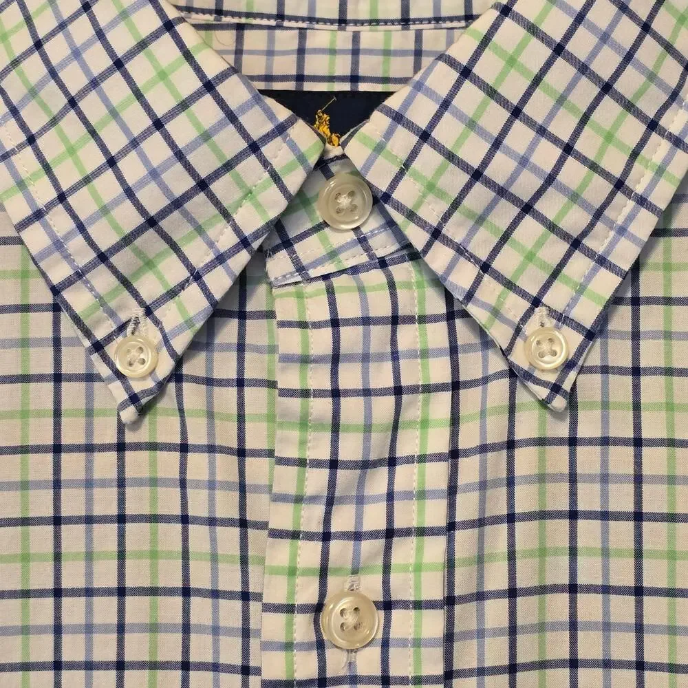 Ralph Lauren Button Down Shirt Mens Size XL Blue/Green Plaid Classic Fit Preppy - Picture 9 of 15